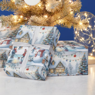 Papel de regalo de patinaje sobre hielo para niños