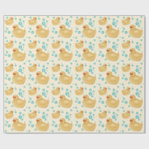 Papel de regalo de patito de goma amarillo lindo