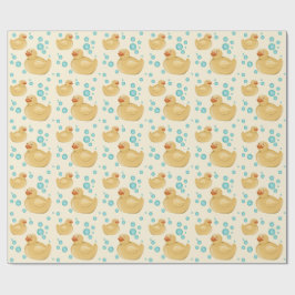 Papel de regalo de patito de goma amarillo lindo