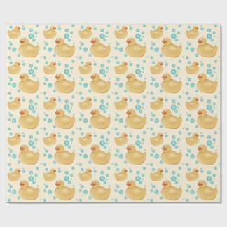 Papel de regalo de patito de goma amarillo lindo