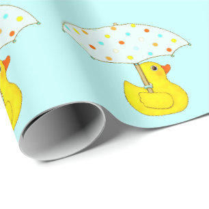 Papel de regalo de pato de goma para baby shower