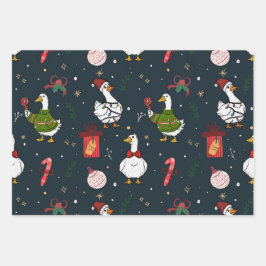 Papel de regalo de patos de Navidad lindos