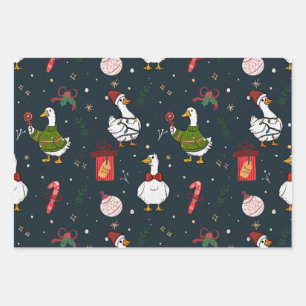 Papel de regalo de patos de Navidad lindos