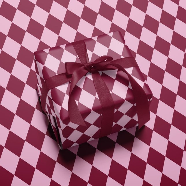 Papel de regalo de patrón argyle rojo rosa (Subido por el creador)