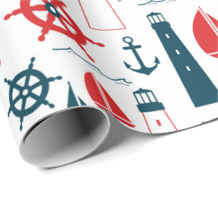 Papel de regalo de patrón de playa náutica