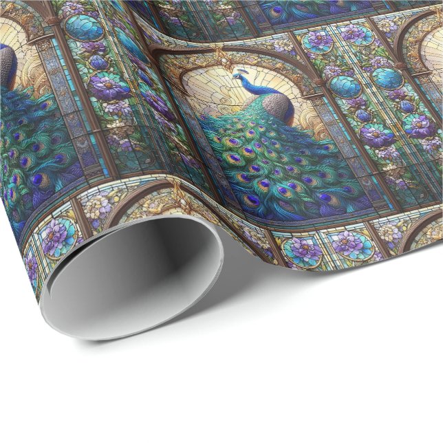 Papel de Regalo de Pavo Real Elegante (Esquina del rollo)