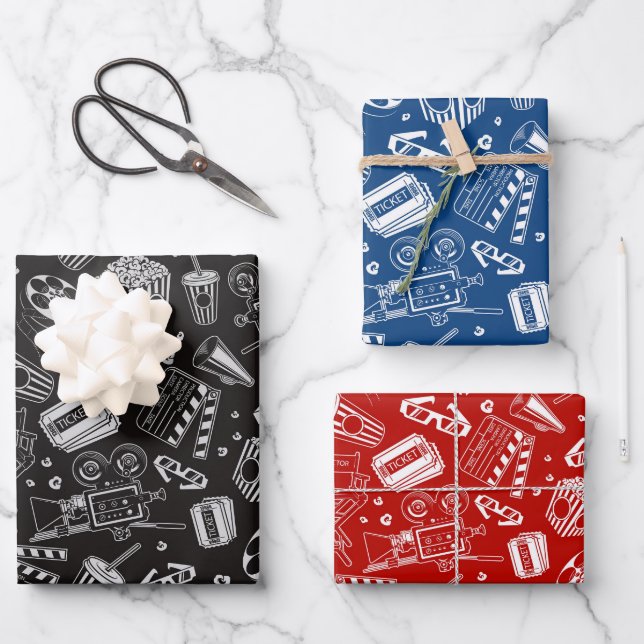 Papel de regalo de películas cine Set de 3 (Anverso)