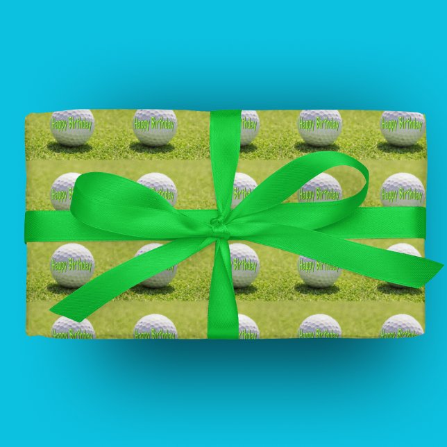 Papel de regalo de pelota de golf de cumpleaños fe (Subido por el creador)