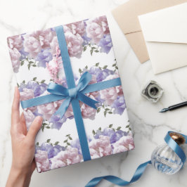 Papel de regalo de peonía rosa púrpura elegante