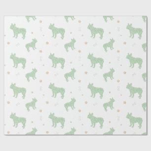 Papel de regalo de perro salchicha francés menta p