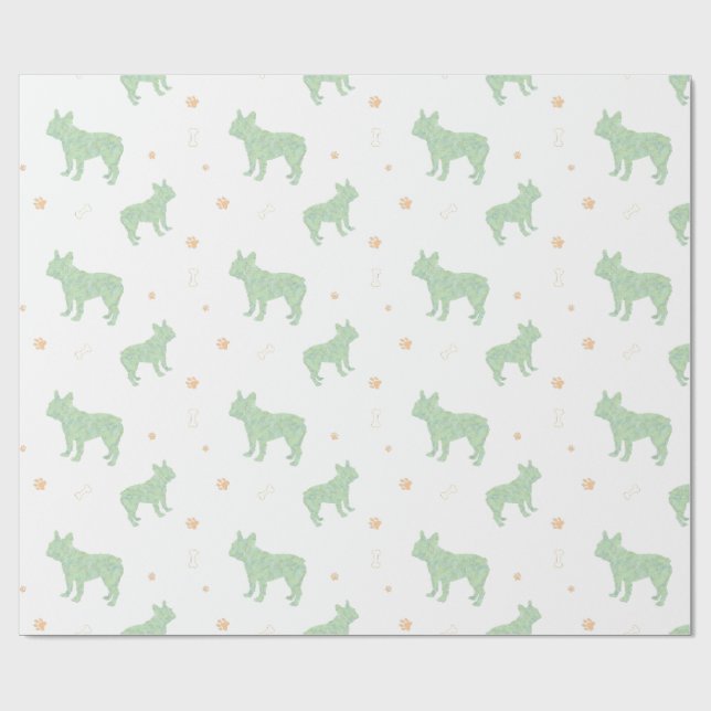 Papel de regalo de perro salchicha francés menta p (Superficie plana)