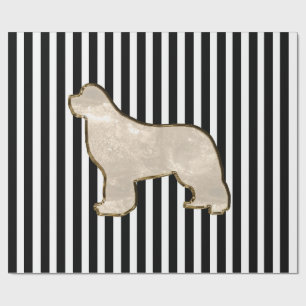 Papel de regalo de perro Terranova dorado