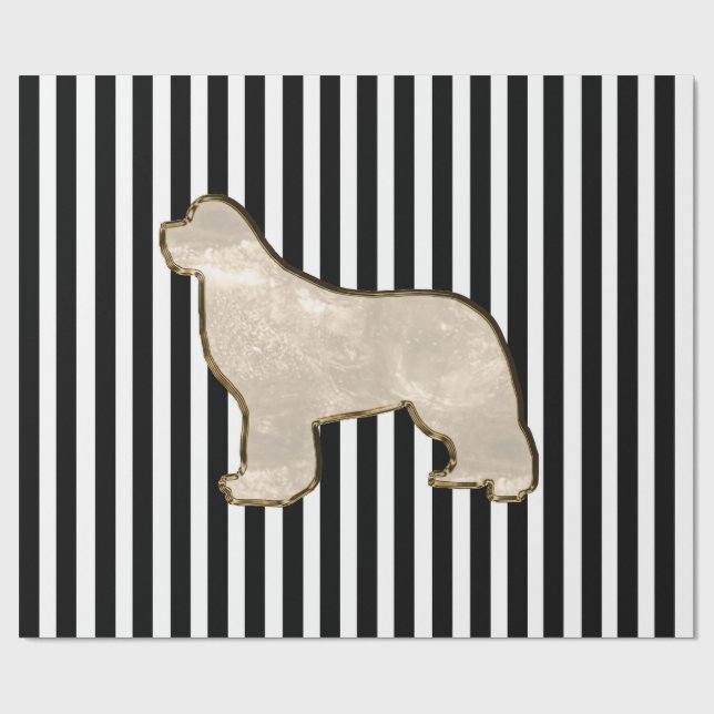 Papel de regalo de perro Terranova dorado (Superficie plana)