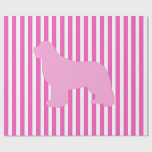 Papel de regalo de perro Terranova rosa
