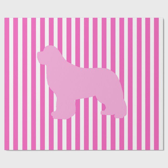 Papel de regalo de perro Terranova rosa (Superficie plana)