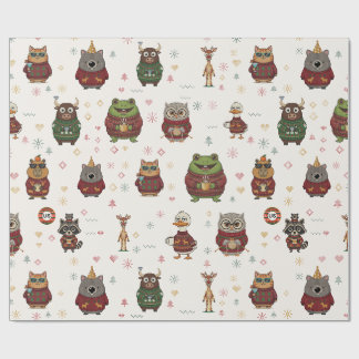 Papel de regalo de personajes de Navidad con jersé