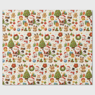 Papel de regalo de personajes navideños Kawaii lin