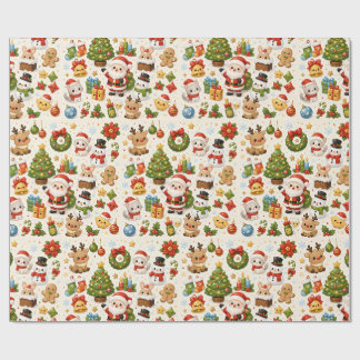Papel de regalo de personajes navideños Kawaii lin