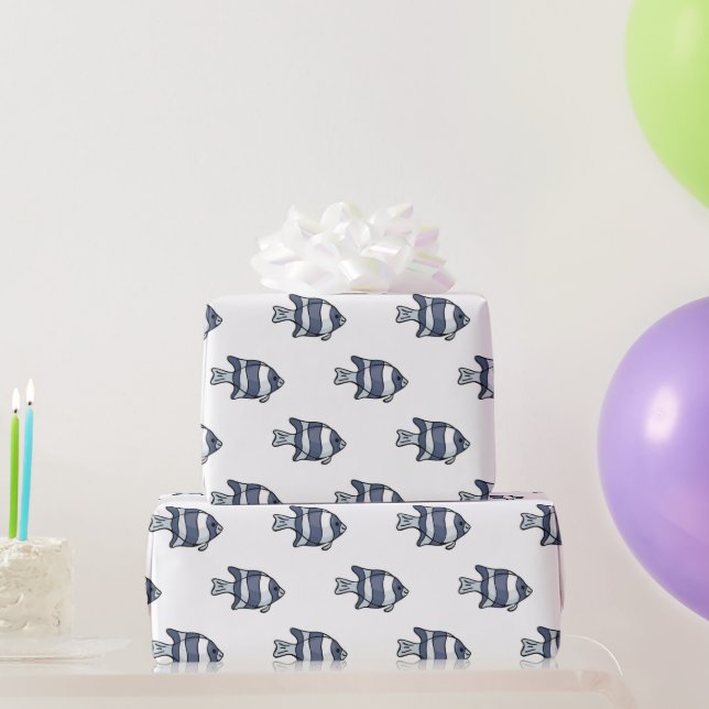 Papel de Regalo de Pez Azul Tropical (Regalos de fiesta)