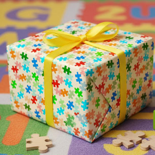 Papel de regalo de piezas de rompecabezas