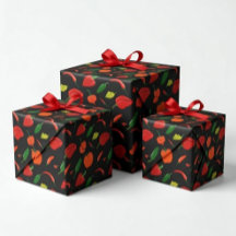 Papel de regalo de pimientos picantes calientes y