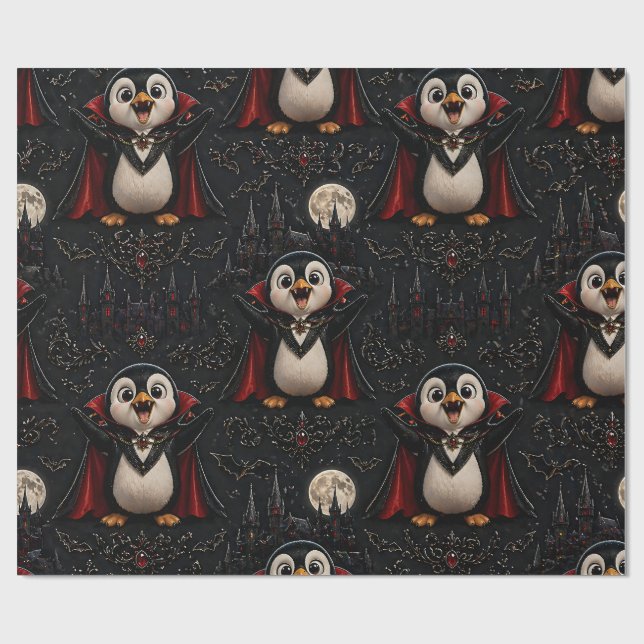 Papel de regalo de pingüino vampiro cumpleaños Nav (Superficie plana)