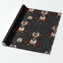 Papel de regalo de pingüino vampiro cumpleaños Nav