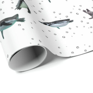 Papel de regalo de pingüinos burbujeantes (elija c