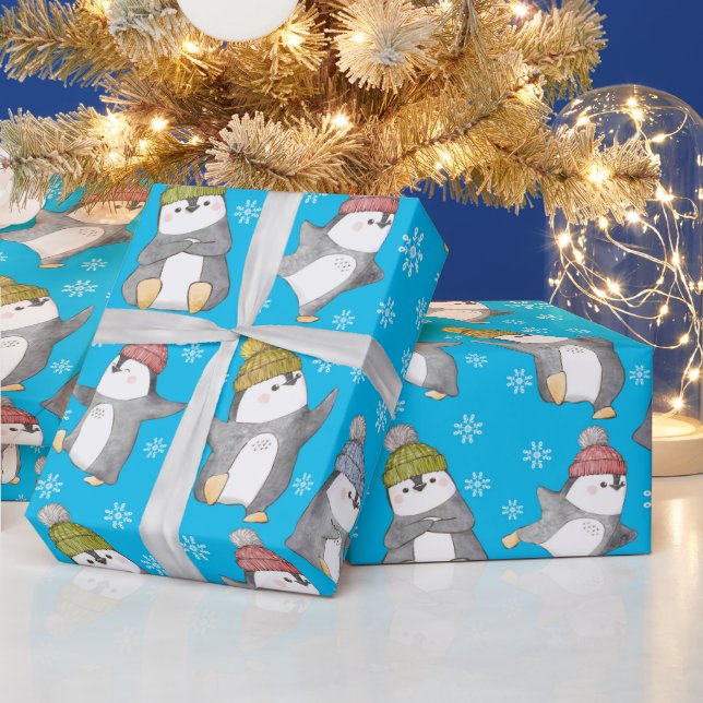 Papel de regalo de pingüinos de invierno (Vacaciones)