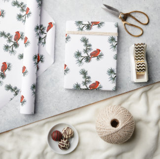 Papel de regalo de pino cardenal
