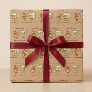 Papel de Regalo de Pizza y Cerveza 'Tú Me Completa