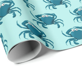 Papel de regalo de playa de cangrejo azul