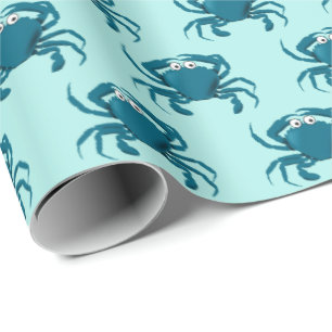 Papel de regalo de playa de cangrejo azul