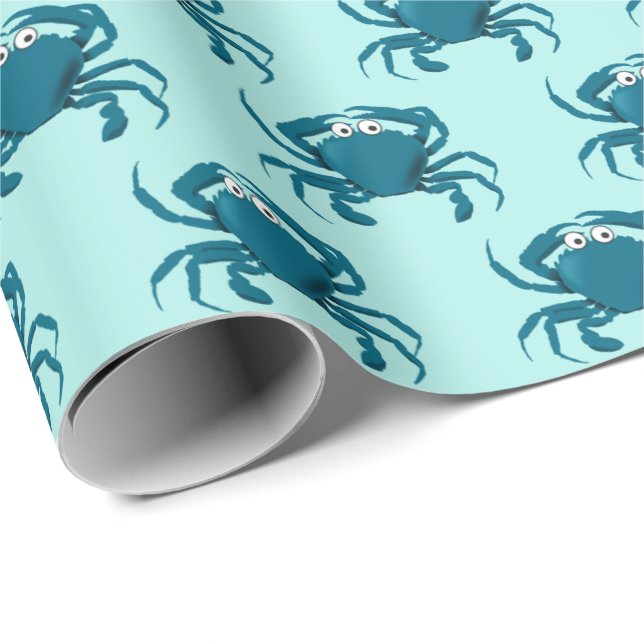 Papel de regalo de playa de cangrejo azul (Esquina del rollo)
