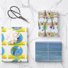 Papel de regalo de playa y océano
