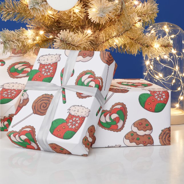 Papel de regalo de postres de Navidad y calcetines (Vacaciones)