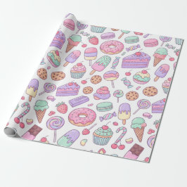 Papel de Regalo de Postres Dulces Pastel