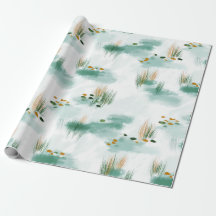 Papel de regalo de primavera de estanque brumoso