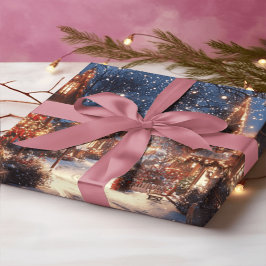 Papel de Regalo de Pueblo Navideño Victoriano Nost