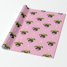Papel de Regalo de Pug Rosa para Bebé