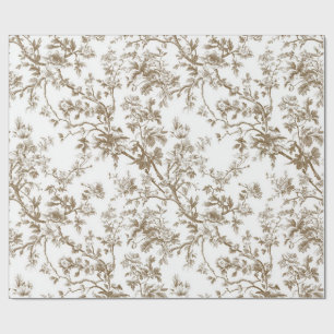 Papel de regalo de ramas florecidas beige