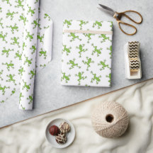 Papel de regalo de rana verde, envoltorio de regal