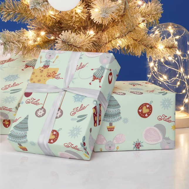 Papel de regalo de ratón de Navidad lindo (Vacaciones)