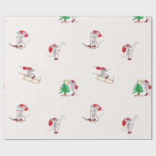 Papel de regalo de ratones navideños caprichosos 