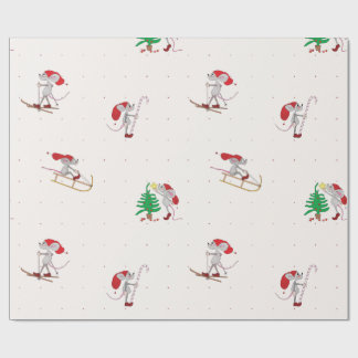 Papel de regalo de ratones navideños caprichosos 