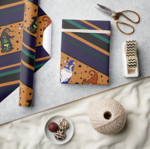 Papel de regalo de raya de Gnome-o-Ween