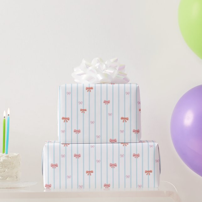 Papel de regalo de raya de lazo dulce (Regalos de fiesta)