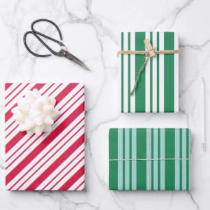 Papel de regalo de rayas de menta