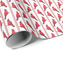 Papel de regalo de rayas de pájaro cardenal