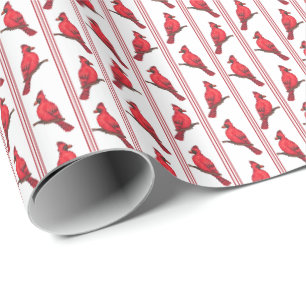 Papel de regalo de rayas de pájaro cardenal